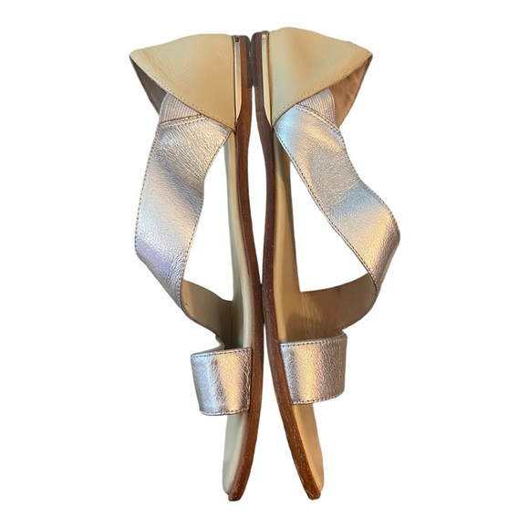 Yosi Samra Casey Silver Metallic Tan Leather D'Orsay Sandal Size 9M - Picture 2 of 5